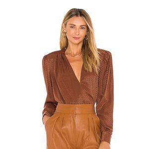 Ronny Kobo Date Night Blouse Brown Structured Shoulders